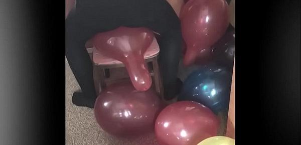  girl ride to pop balloons